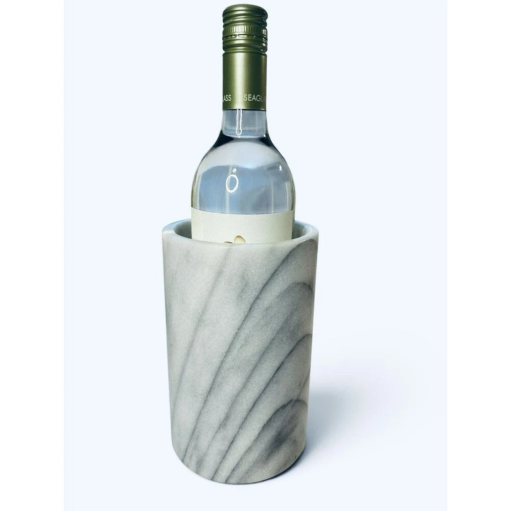Crate & Barrel French Marble Wine Cooler Chiller Grey and White NEW Open Box